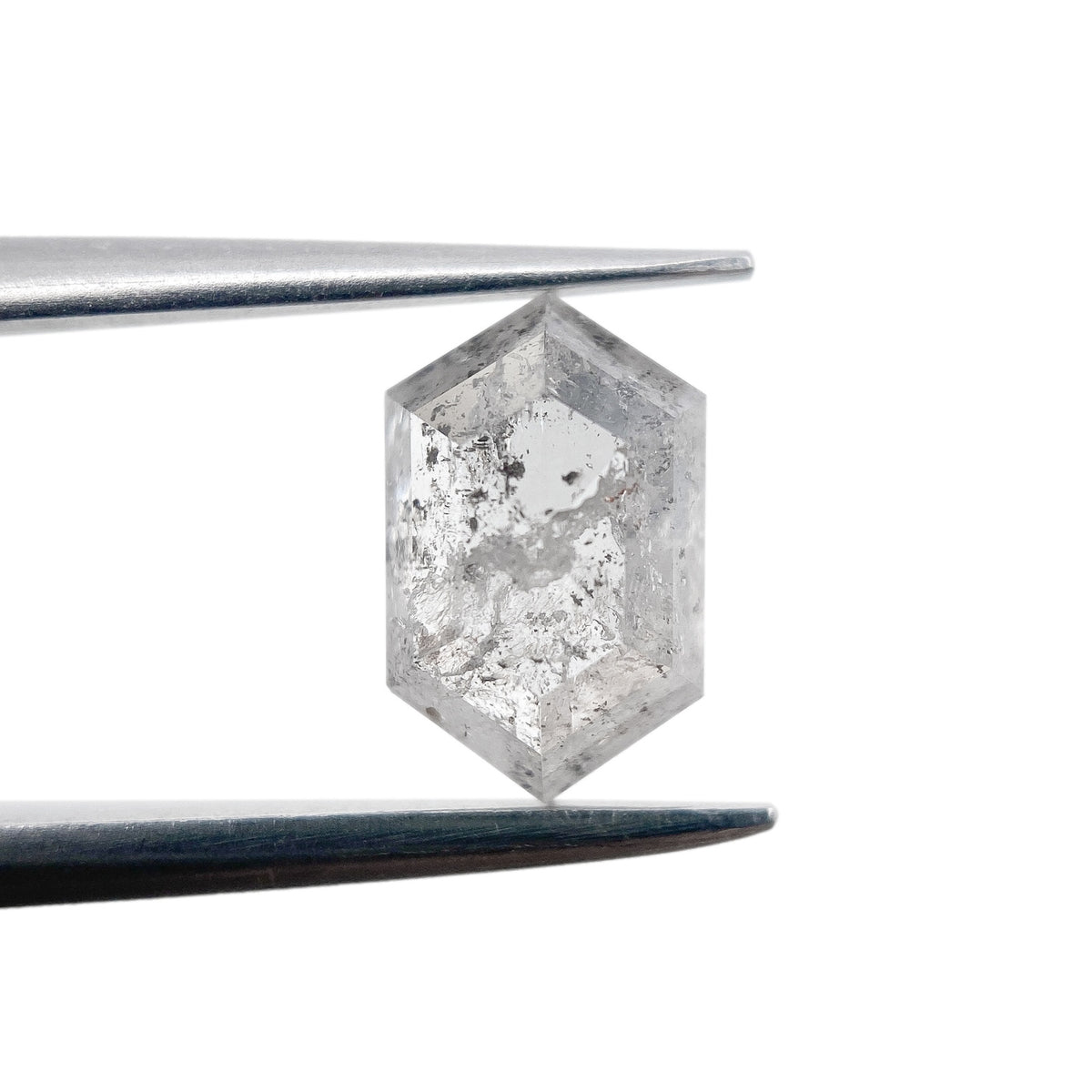 1.18ct | Salt &amp; Pepper Hexagon Shape Rose Cut Diamond - Modern Rustic Diamond