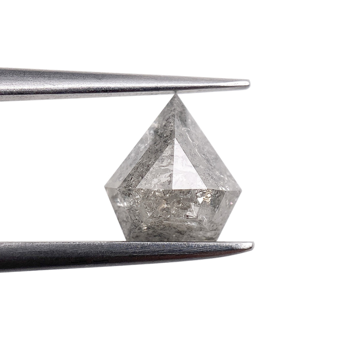 0.77ct | Salt &amp; Pepper Shield Shape Rose Cut Diamond - Modern Rustic Diamond