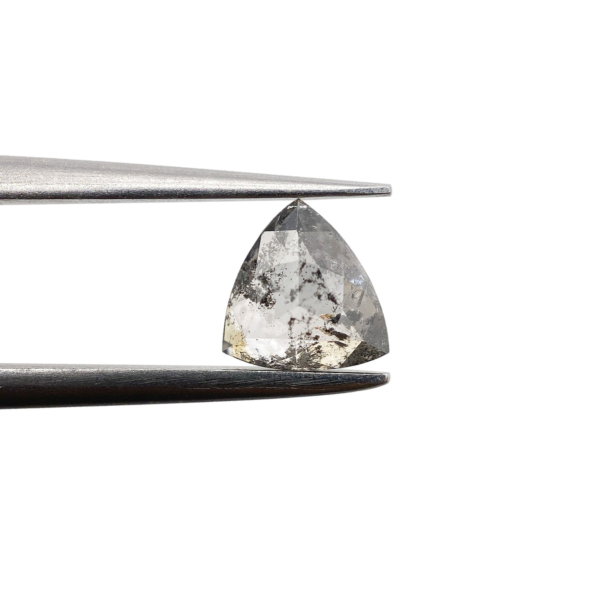 0.72ct | Salt &amp; Pepper Triangular Shape Rose Cut Diamond - Modern Rustic Diamond