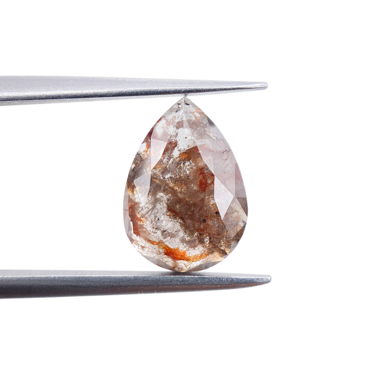 1.97ct | Salt &amp; Pepper Pear Shape Rose Cut Diamond - Modern Rustic Diamond