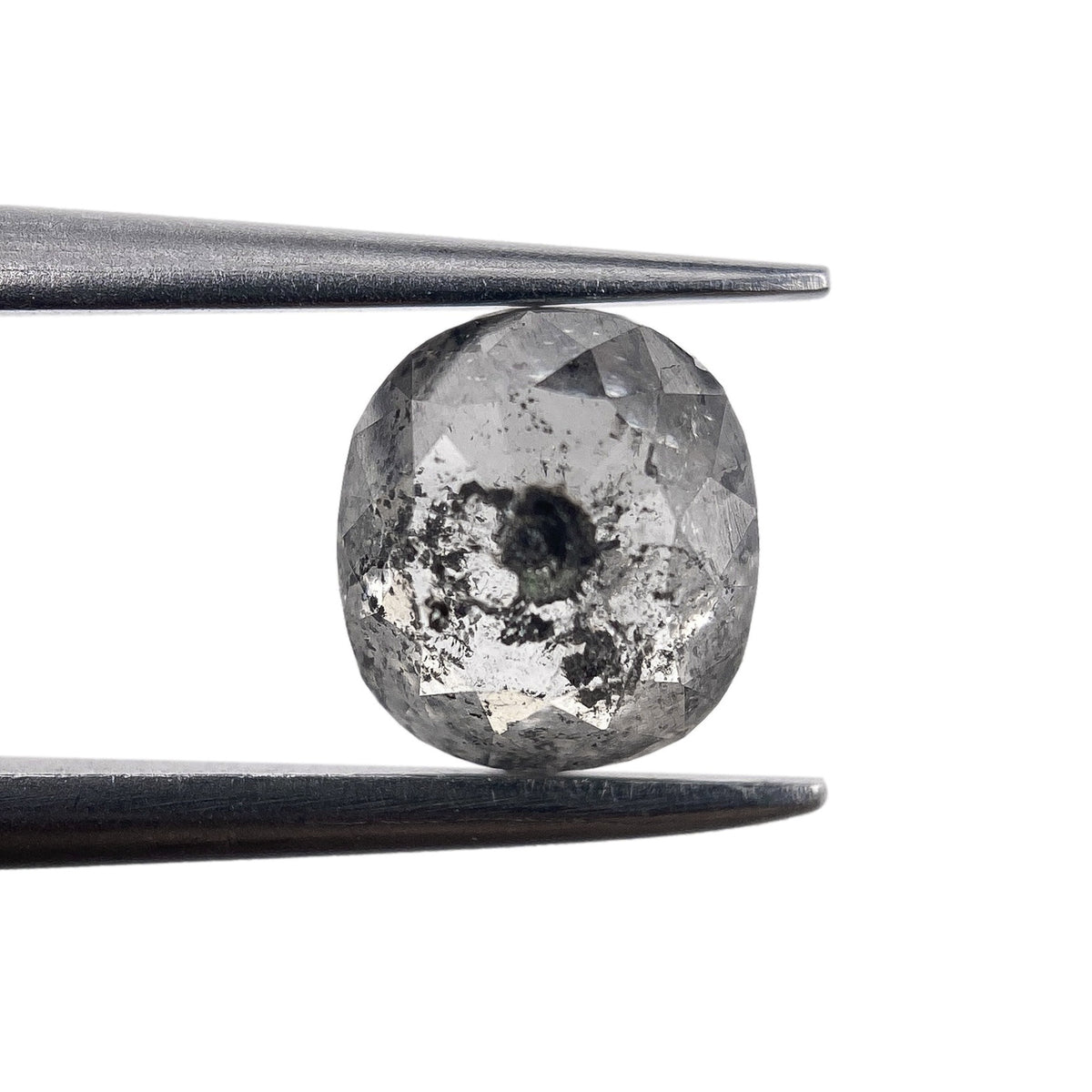 1.08ct | Salt &amp; Pepper Cushion Shape Rose Cut Diamond - Modern Rustic Diamond