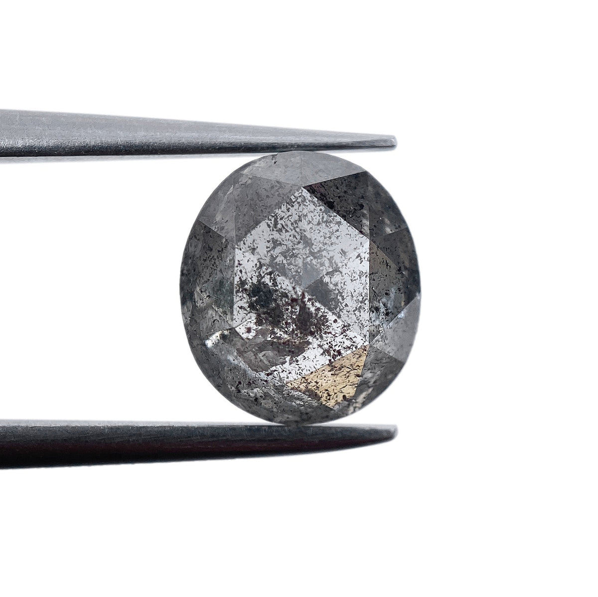 1.81ct | Salt &amp; Pepper Oval Shape Rose Cut Diamond - Modern Rustic Diamond