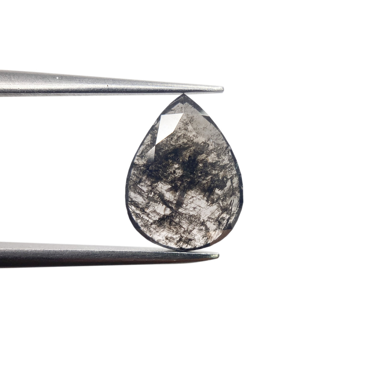 1.76ct | Salt &amp; Pepper Pear Shape Rose Cut Diamond - Modern Rustic Diamond