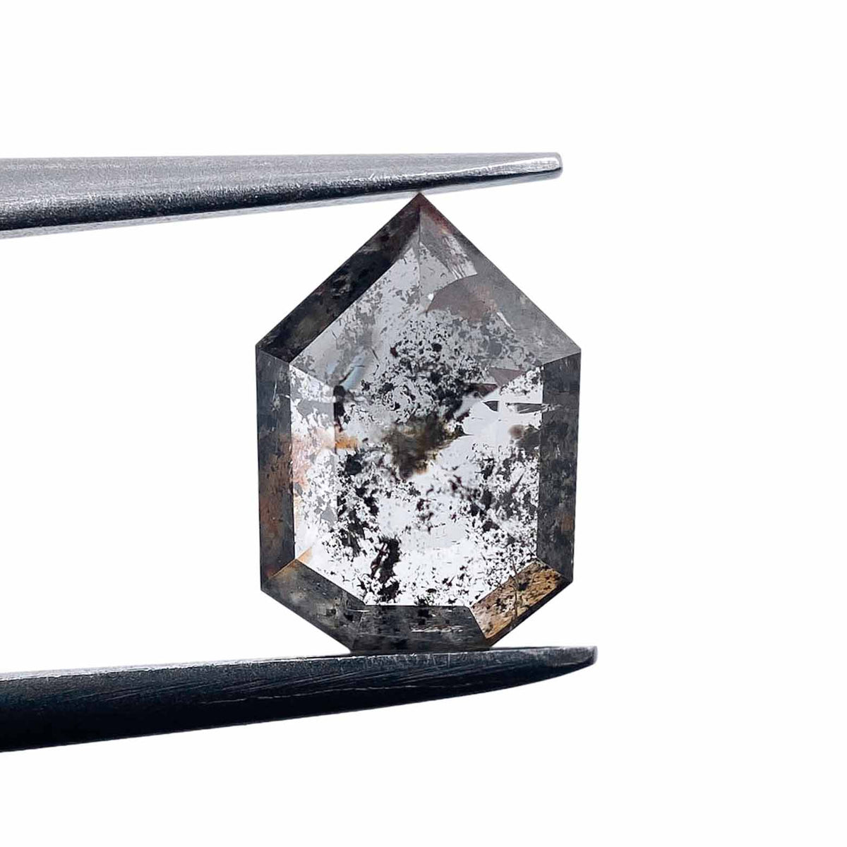 1.07ct | Salt &amp; Pepper Shield Shape Rose Cut Diamond - Modern Rustic Diamond