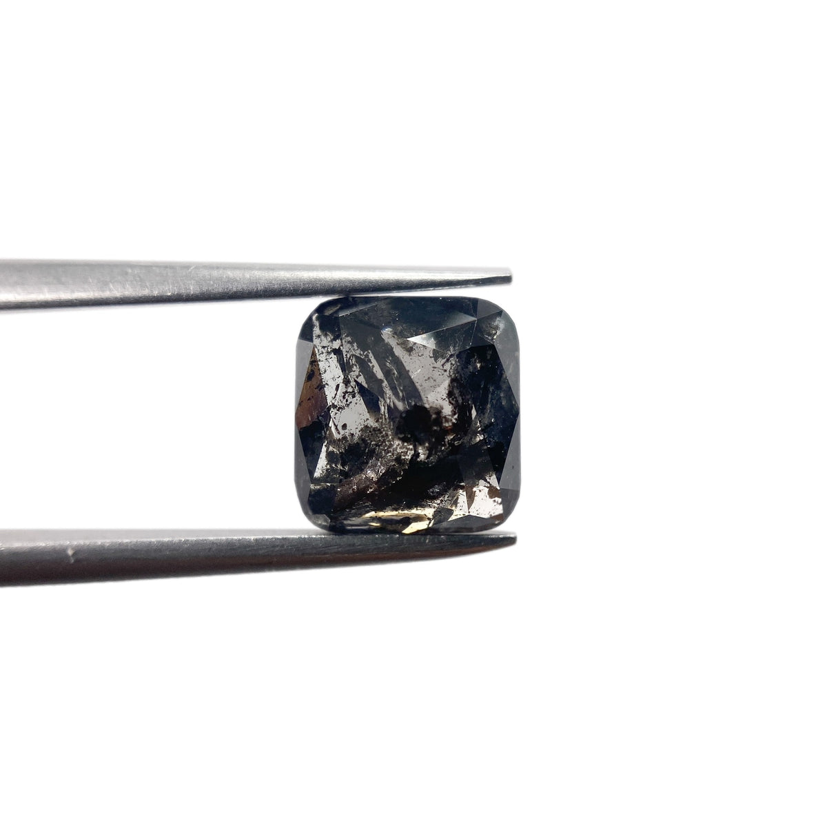 2.06ct | Salt &amp; Pepper Cushion Shape Rose Cut Diamond - Modern Rustic Diamond