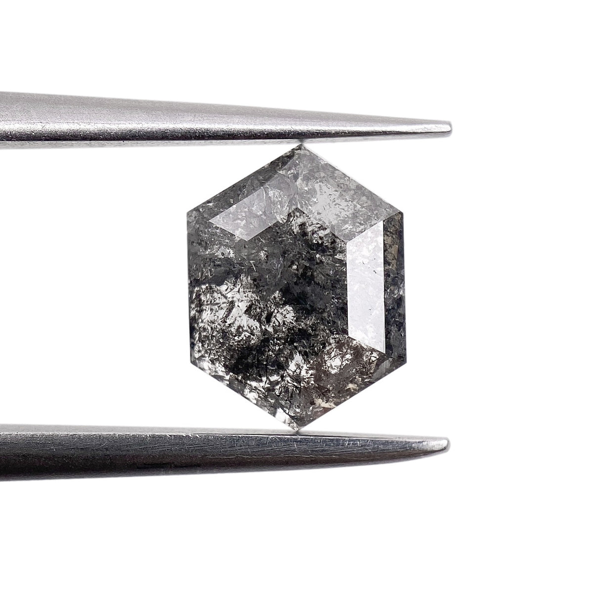 1.17ct | Salt &amp; Pepper Hexagon Shape Rose Cut Diamond - Modern Rustic Diamond
