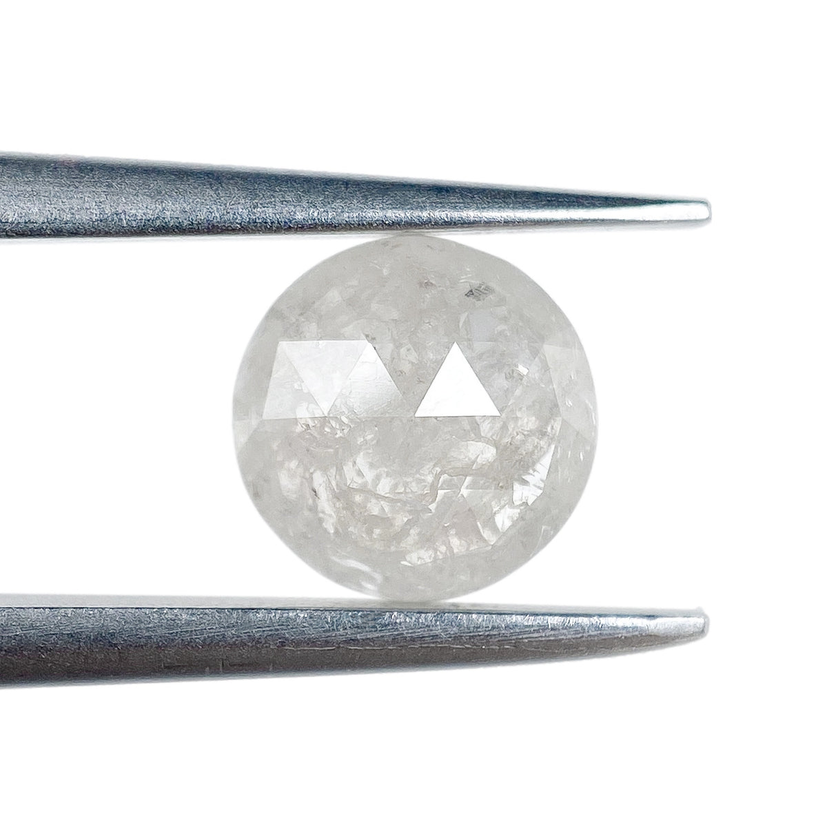 0.74ct | Salt &amp; Pepper Round Shape Rose Cut Diamond - Modern Rustic Diamond