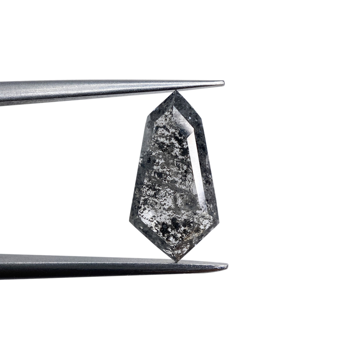 2.10ct | Salt &amp; Pepper Kite Shape Rose Cut Diamond - Modern Rustic Diamond