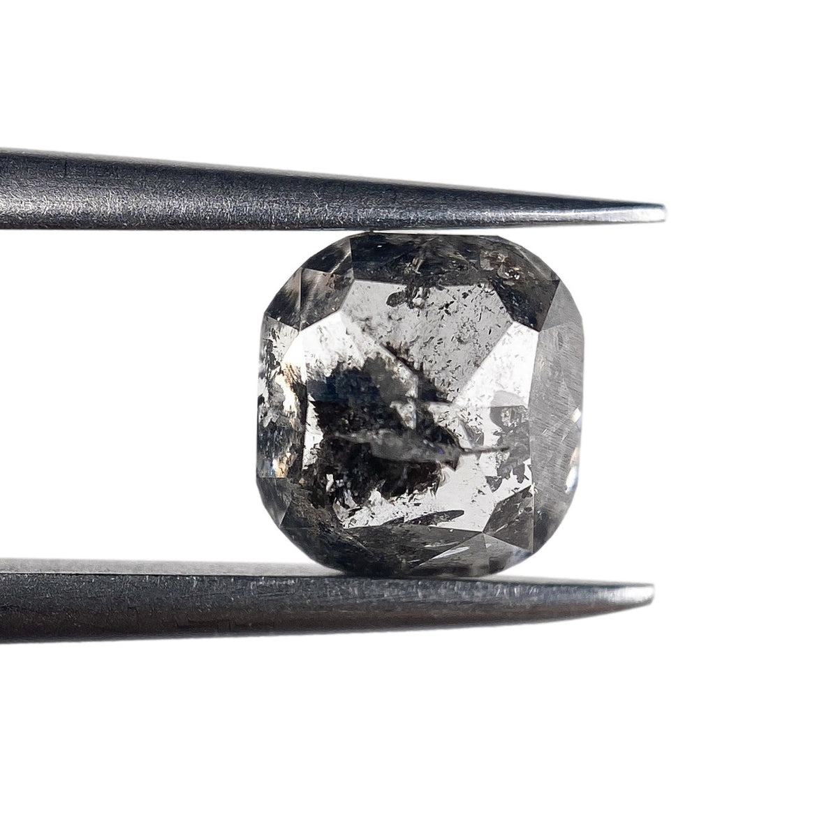 1.48ct | Salt &amp; Pepper Cushion Shape Rose Cut Diamond - Modern Rustic Diamond