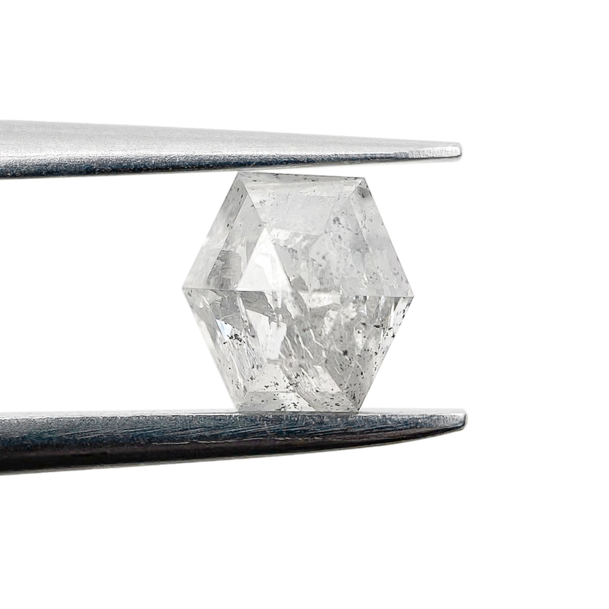 0.71ct | Salt &amp; Pepper Hexagon Shape Step Cut Diamond - Modern Rustic Diamond