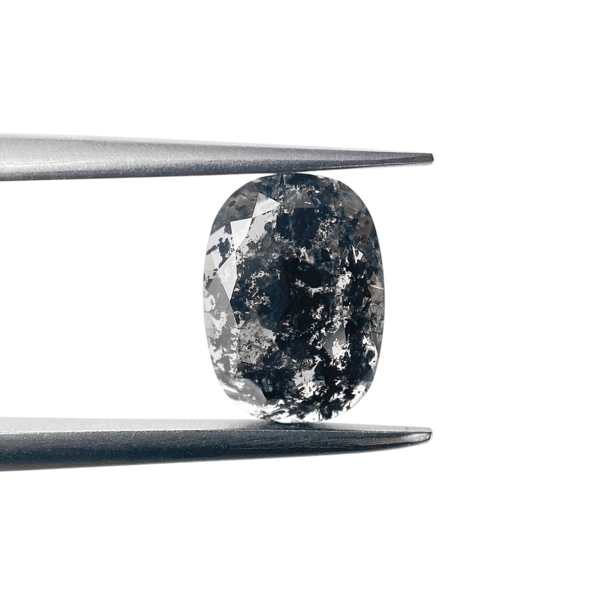 1.05ct | Salt &amp; Pepper Cushion Shape Rose Cut Diamond - Modern Rustic Diamond