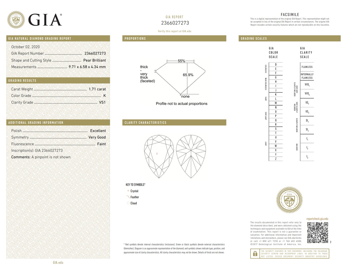 1.71ct | K/VS1 Pear Shape Brilliant Cut Diamond (GIA) - Modern Rustic Diamond