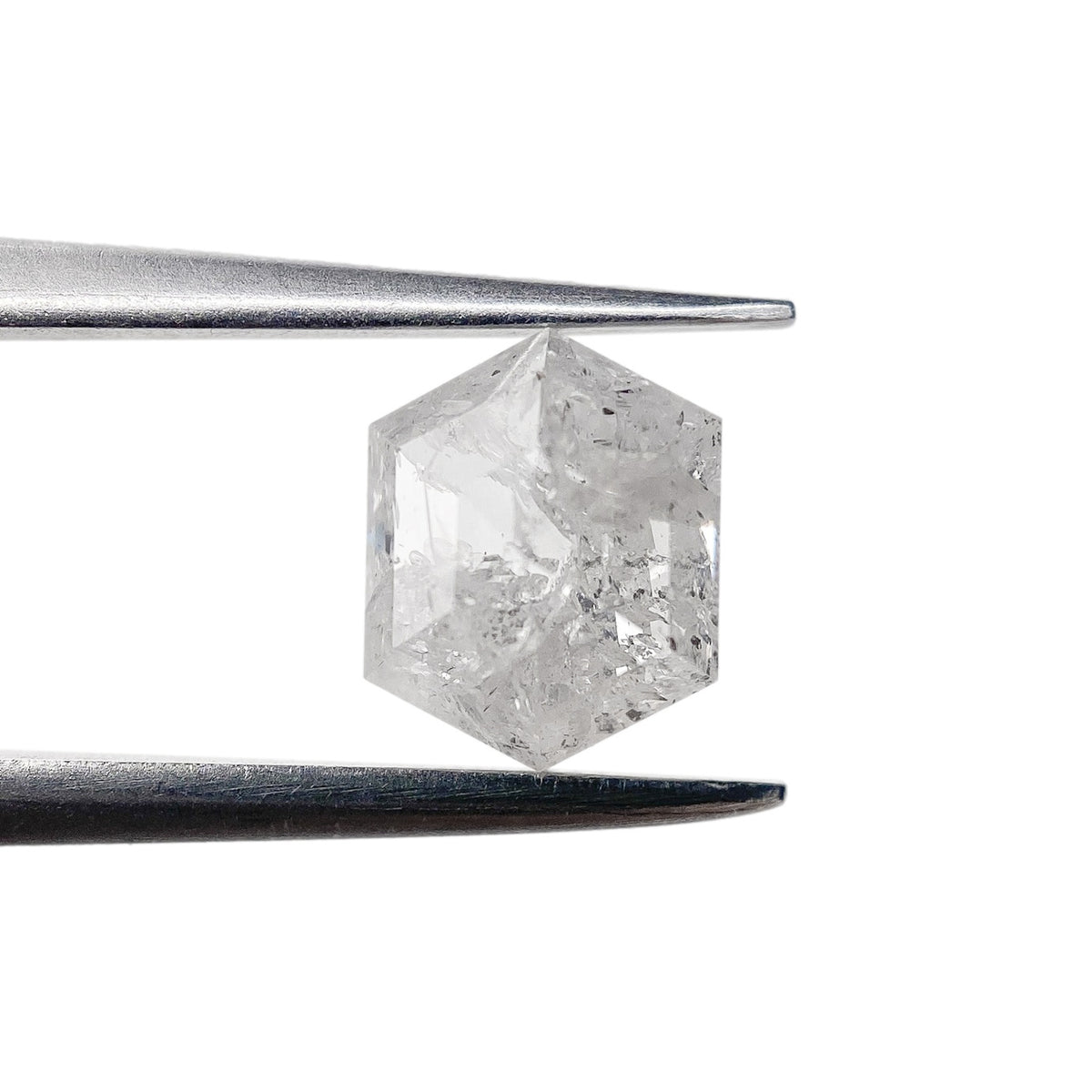 1.34ct | Salt &amp; Pepper Hexagon Shape Rose Cut Diamond - Modern Rustic Diamond