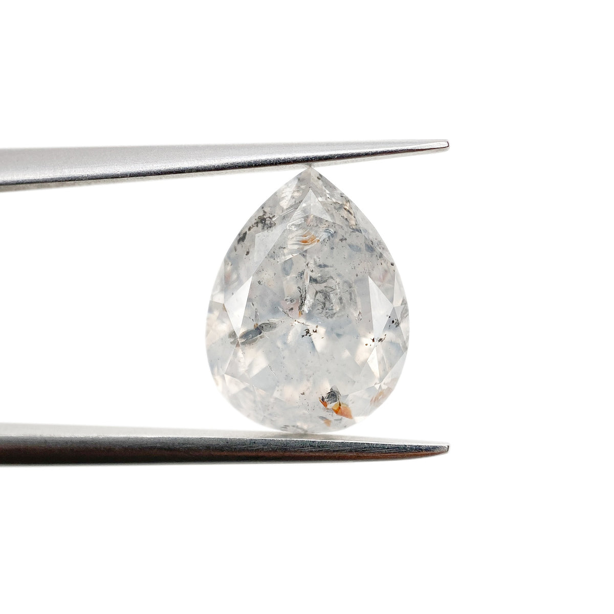 3.65ct | Salt & Pepper Pear Shape Brilliant Cut Diamond - Modern Rustic Diamond