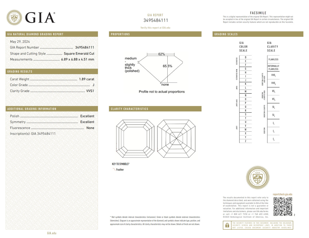1.89ct | J/VVS1 Asscher Shape Step Cut Diamond (GIA) - Modern Rustic Diamond