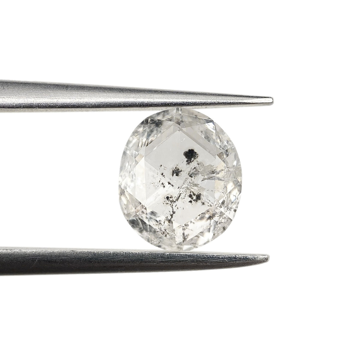 0.96ct | Salt & Pepper Oval Shape Rose Cut Diamond - Modern Rustic Diamond