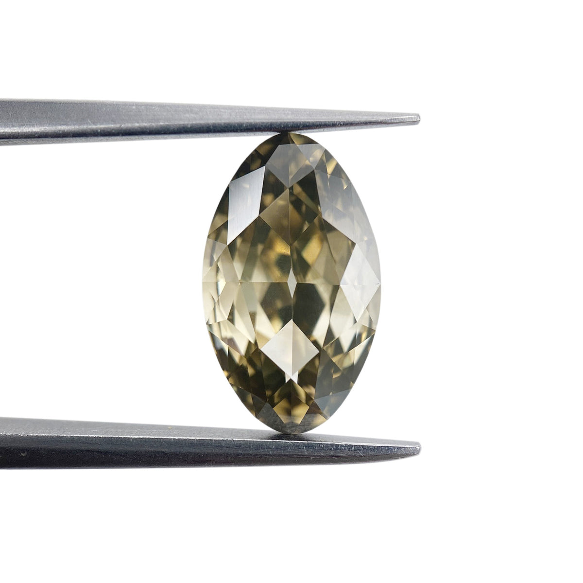 1.61ct | Fancy Dark Brown-Greenish Yellow SI1 Marquise Shape Old Mine Cut Diamond (GIA) - Modern Rustic Diamond