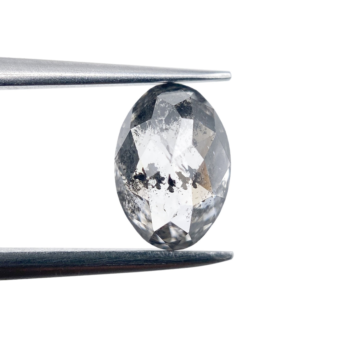 1.20ct | Salt &amp; Pepper Oval Shape Rose Cut Diamond - Modern Rustic Diamond