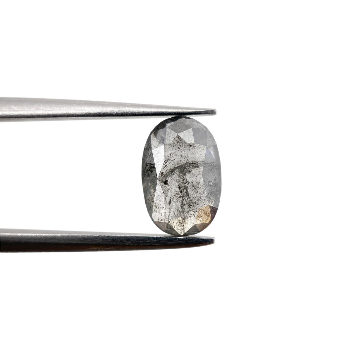 1.51ct | Salt &amp; Pepper Oval Shape Rose Cut Diamond - Modern Rustic Diamond