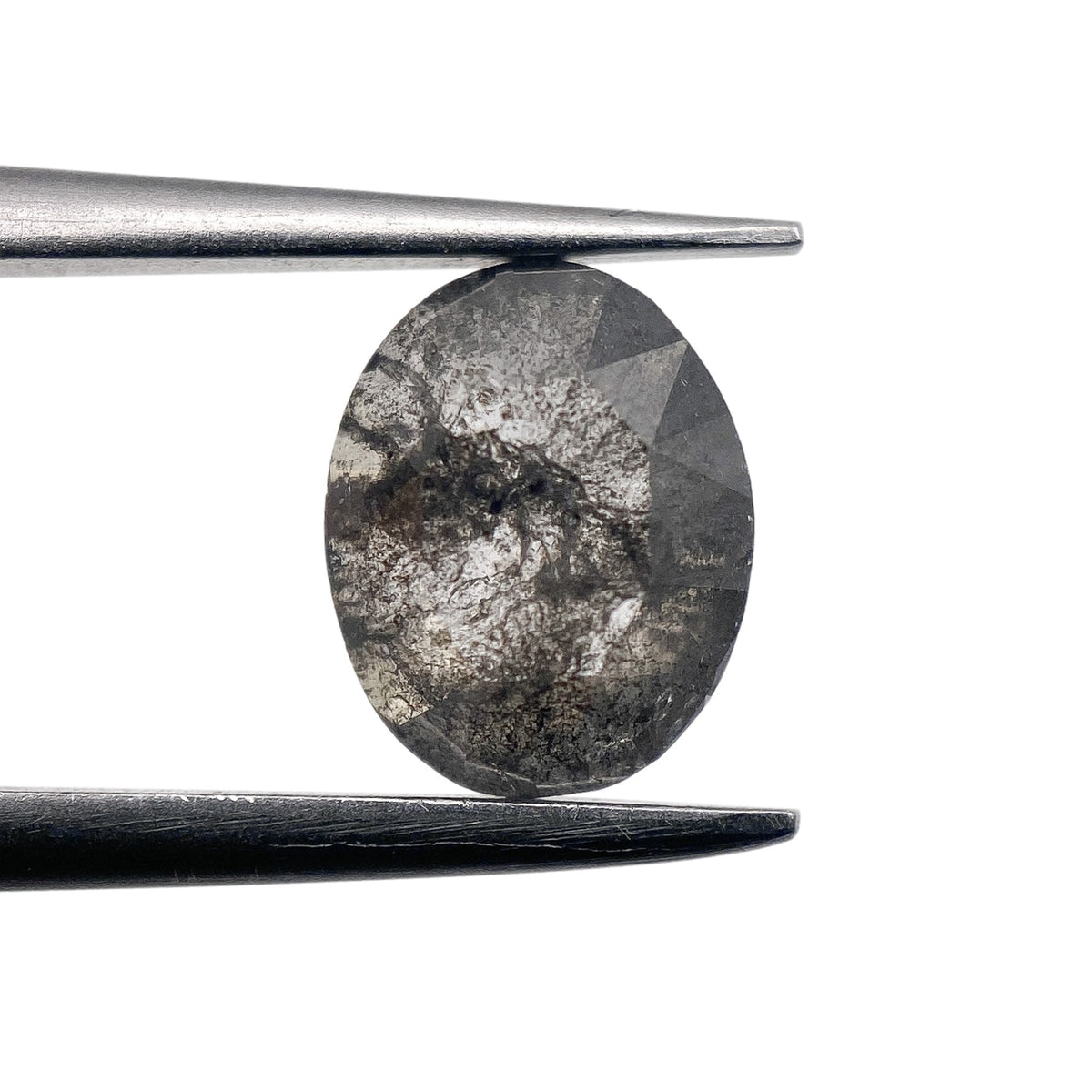 1.11ct | Salt &amp; Pepper Oval Shape Rose Cut Diamond - Modern Rustic Diamond