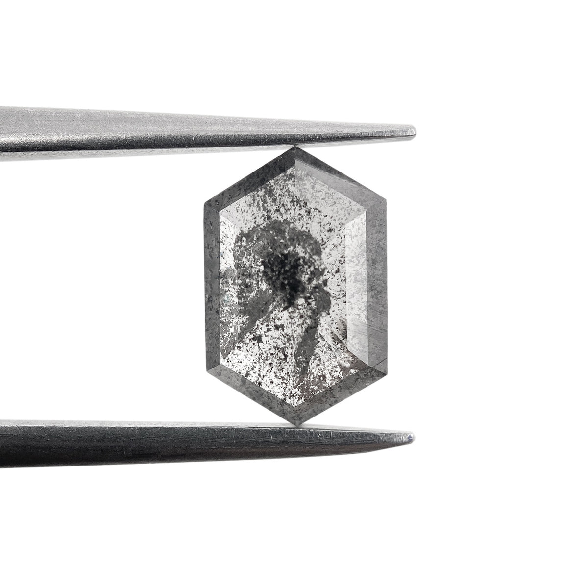 1.19ct | Salt &amp; Pepper Hexagon Shape Rose Cut Diamond - Modern Rustic Diamond