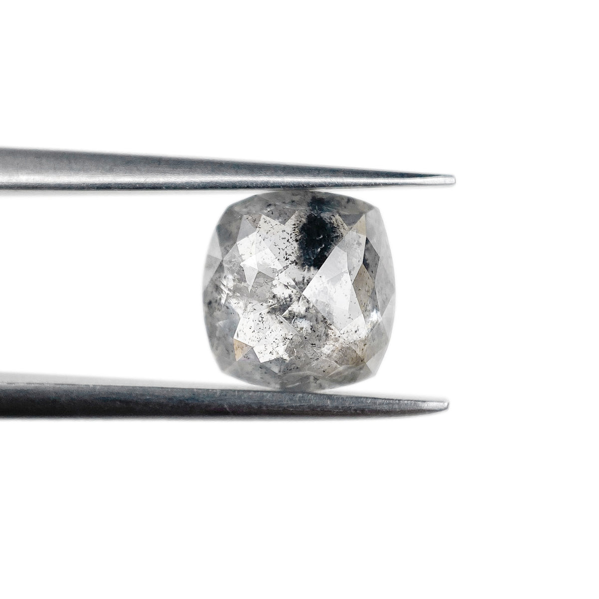 1.80ct | Salt &amp; Pepper Cushion Shape Rose Cut Diamond - Modern Rustic Diamond