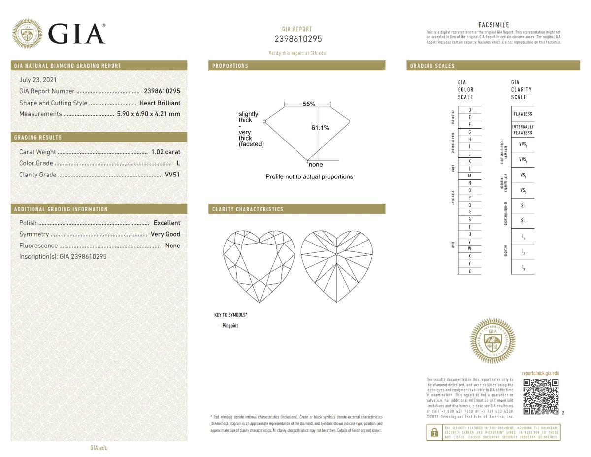 1.02ct | L/VVS1 Heart Shape Brilliant Cut Diamond (GIA) - Modern Rustic Diamond