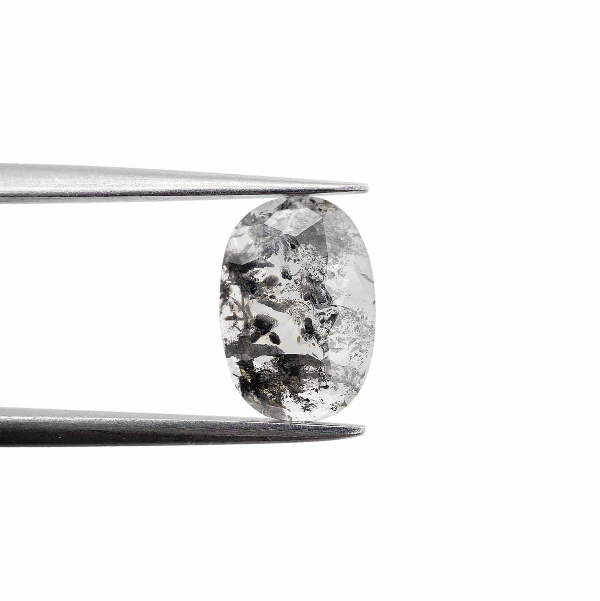1.28ct | Salt &amp; Pepper Oval Shape Rose Cut Diamond - Modern Rustic Diamond