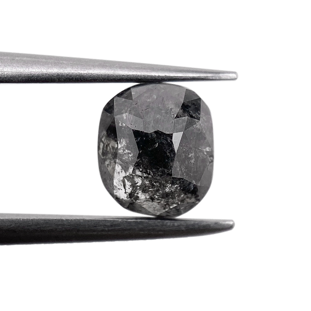 0.96ct | Salt &amp; Pepper Cushion Shape Rose Cut Diamond - Modern Rustic Diamond