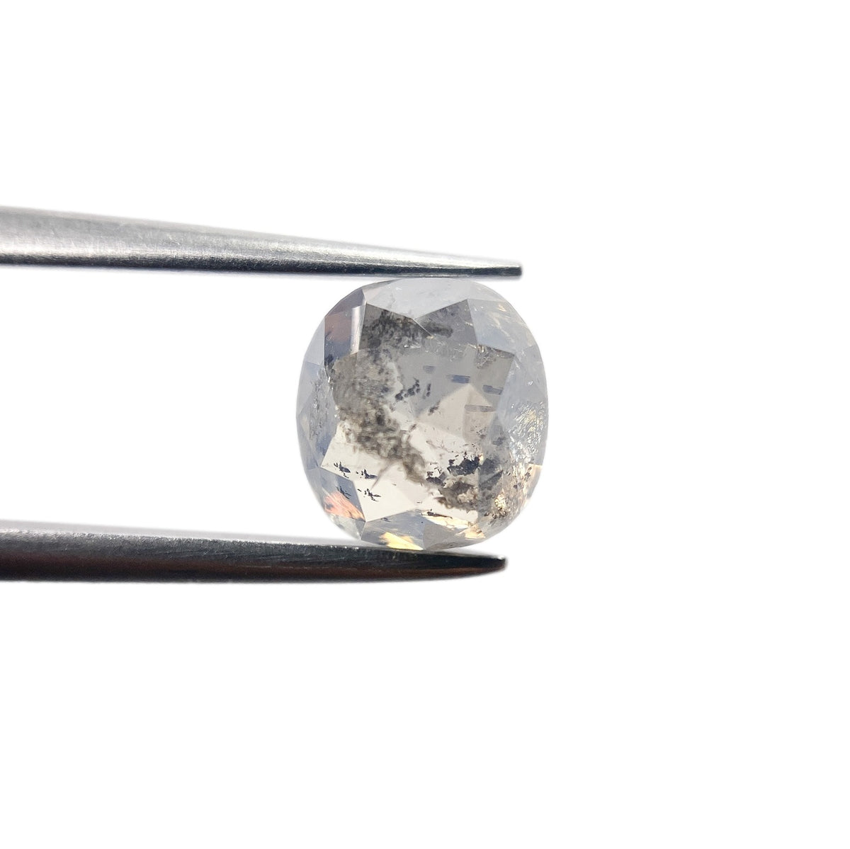 1.98ct | Salt &amp; Pepper Cushion Shape Rose Cut Diamond - Modern Rustic Diamond