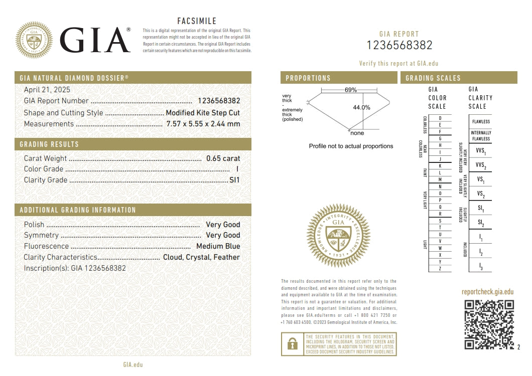 0.65ct | I/SI1 Kite Shape Step Cut Diamond (GIA) - Modern Rustic Diamond