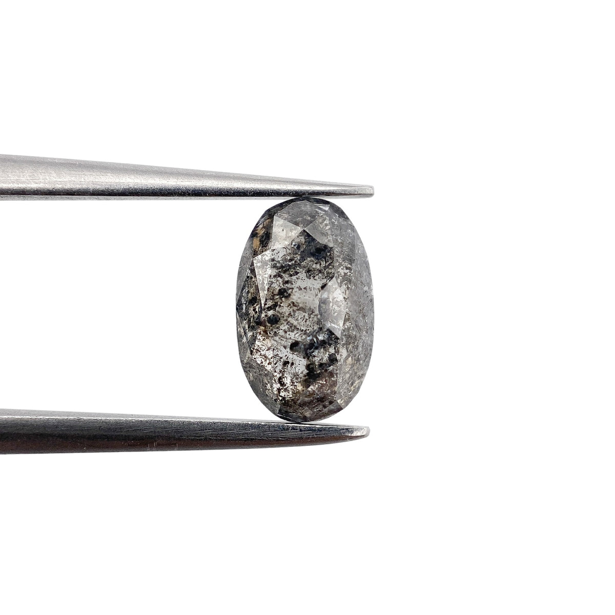 1.24ct | Salt &amp; Pepper Oval Shape Rose Cut Diamond - Modern Rustic Diamond