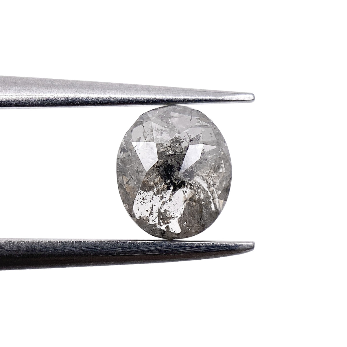 0.73ct | Salt &amp; Pepper Oval Shape Brilliant Cut Diamond - Modern Rustic Diamond