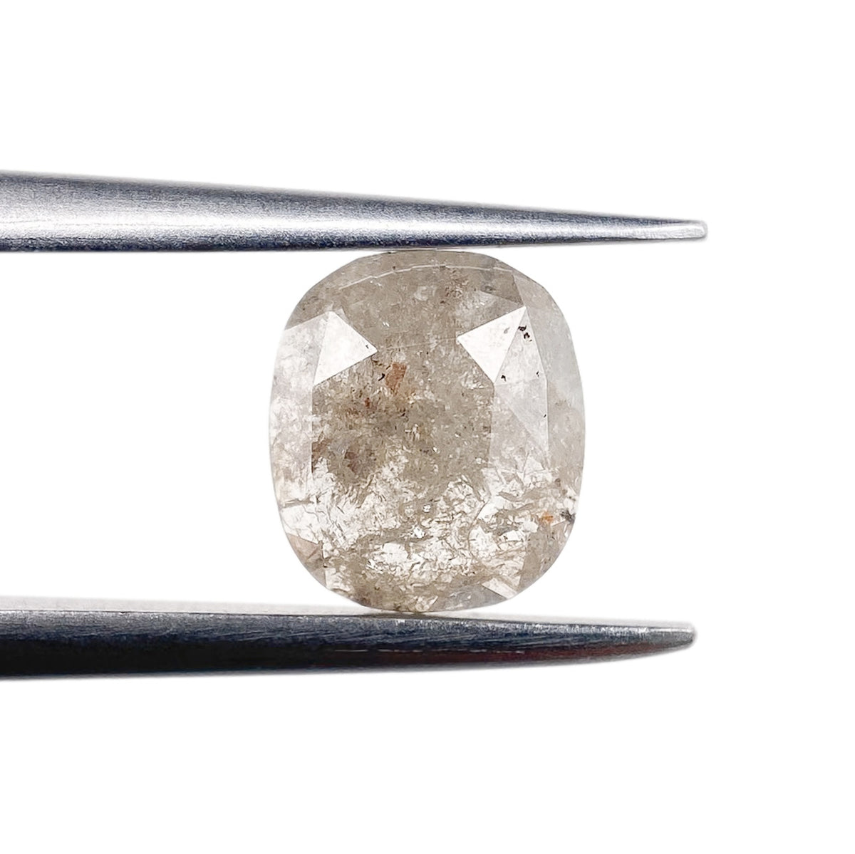0.78ct | Salt &amp; Pepper Cushion Shape Rose Cut Diamond - Modern Rustic Diamond