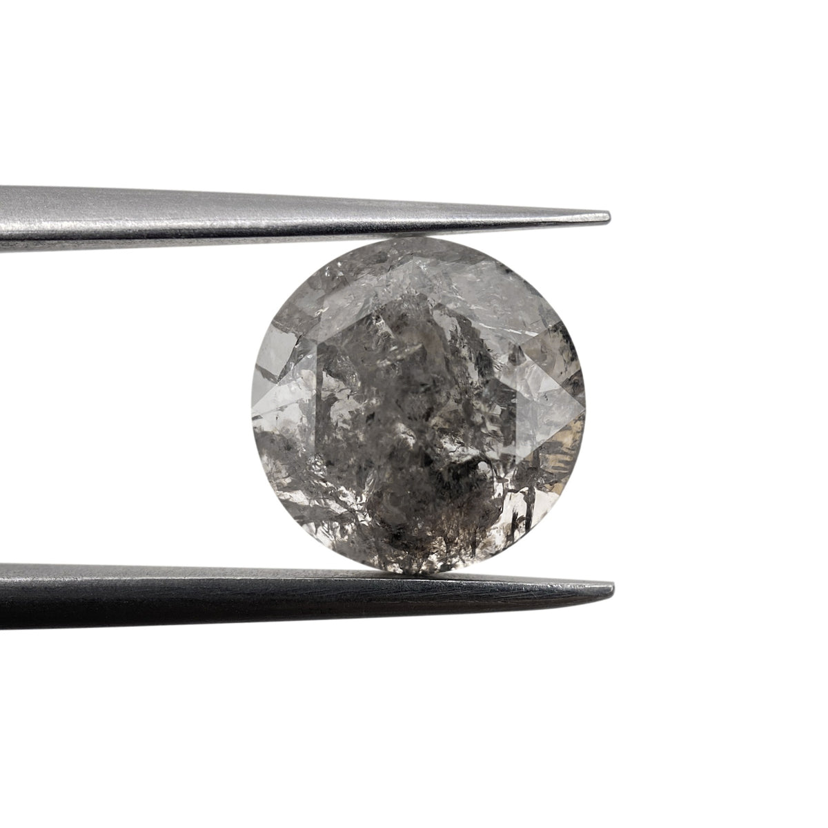 2.27ct | Salt &amp; Pepper Round Shape Rose Cut Diamond - Modern Rustic Diamond