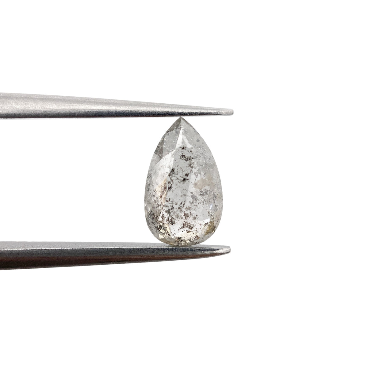 1.10ct | Salt &amp; Pepper Pear Shape Rose Cut Diamond - Modern Rustic Diamond