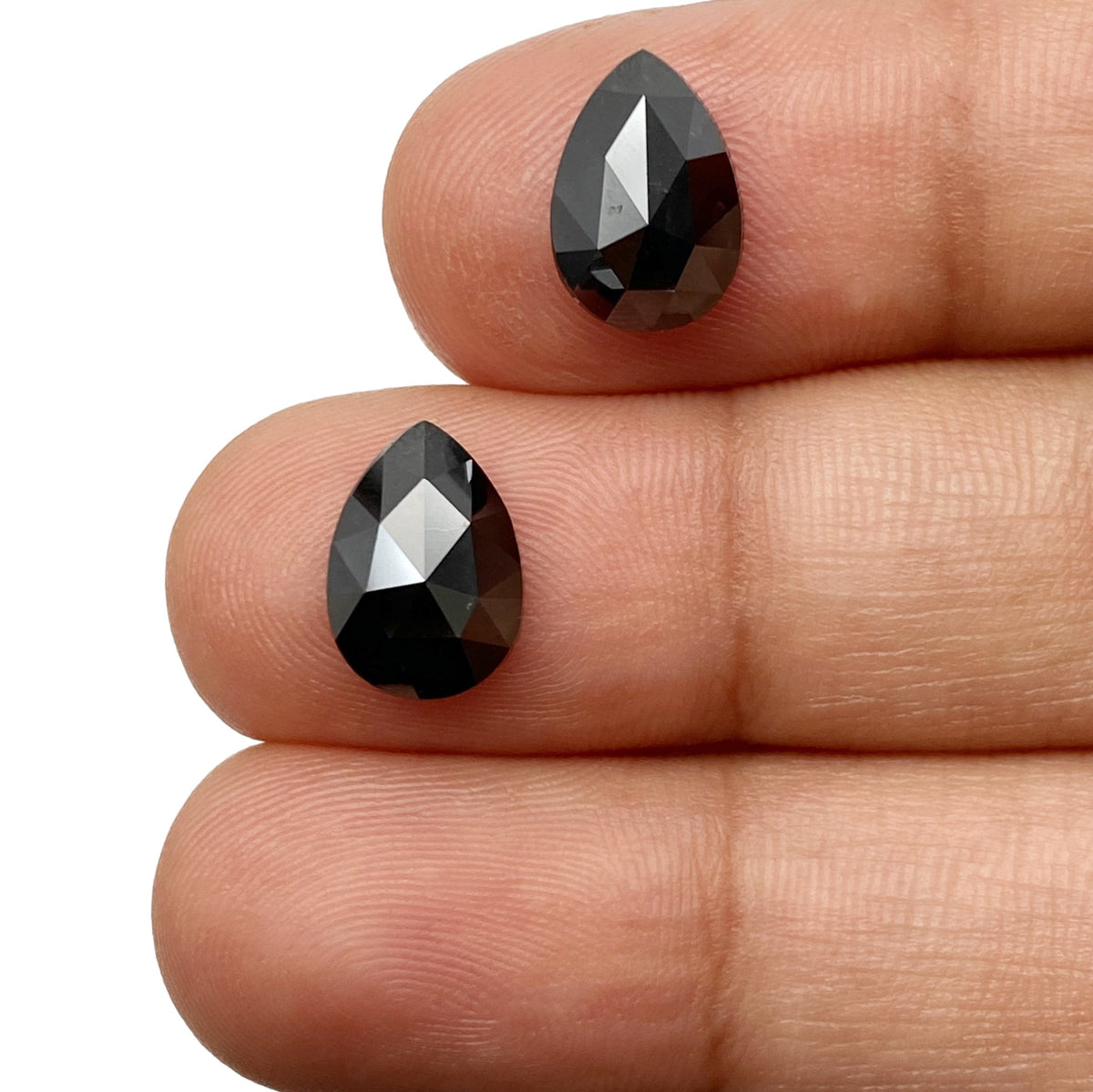 3.93cttw | Black Pear Shape Rose Cut Diamond Matched Pair-Modern Rustic Diamond