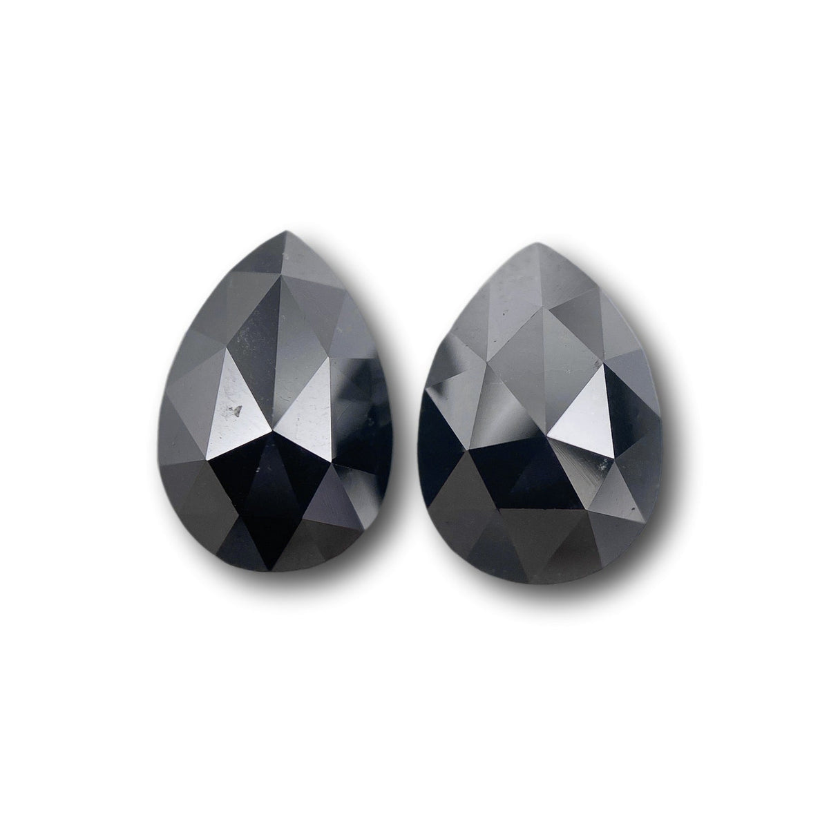 3.93cttw | Black Pear Shape Rose Cut Diamond Matched Pair-Modern Rustic Diamond