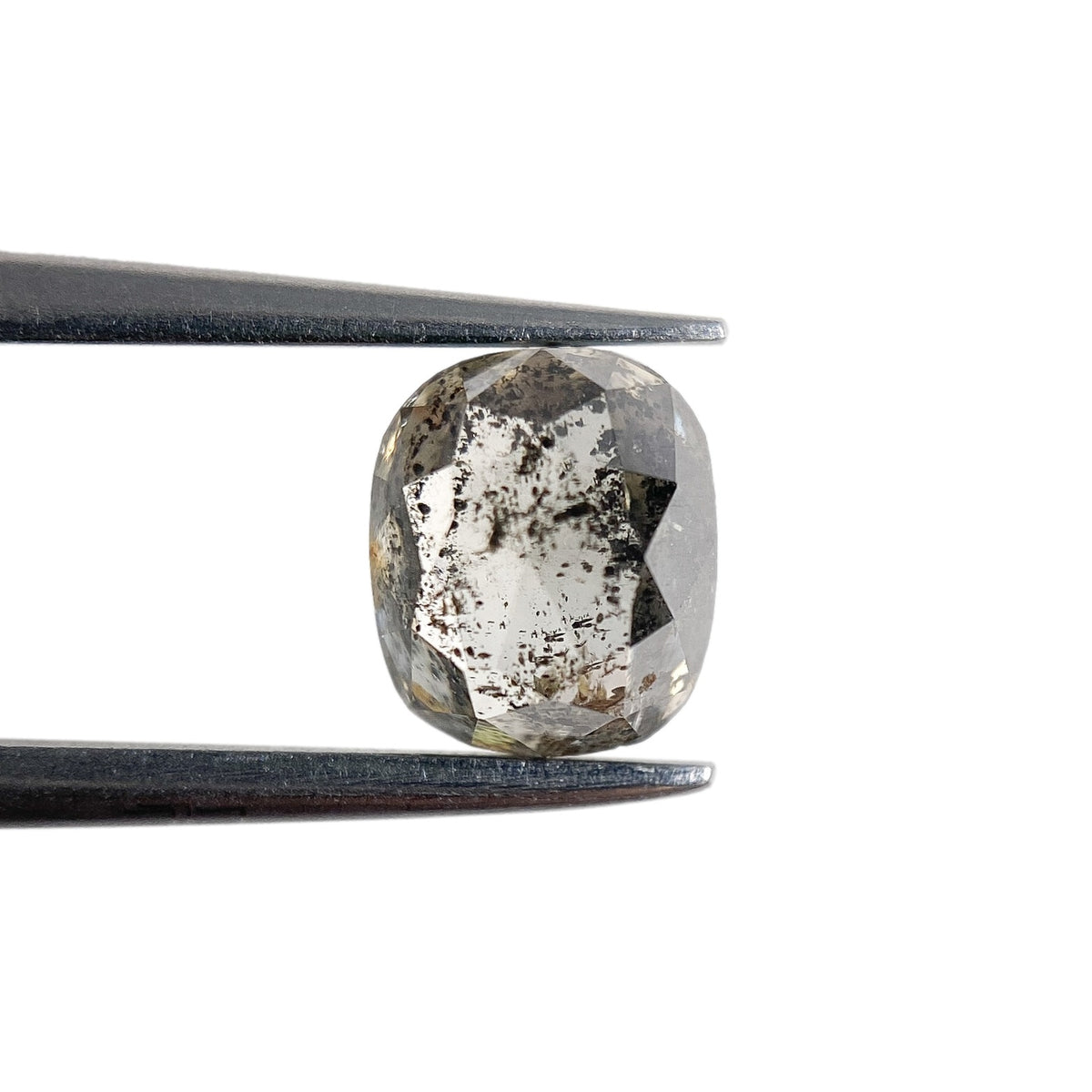 1.12ct | Salt &amp; Pepper Cushion Shape Rose Cut Diamond - Modern Rustic Diamond