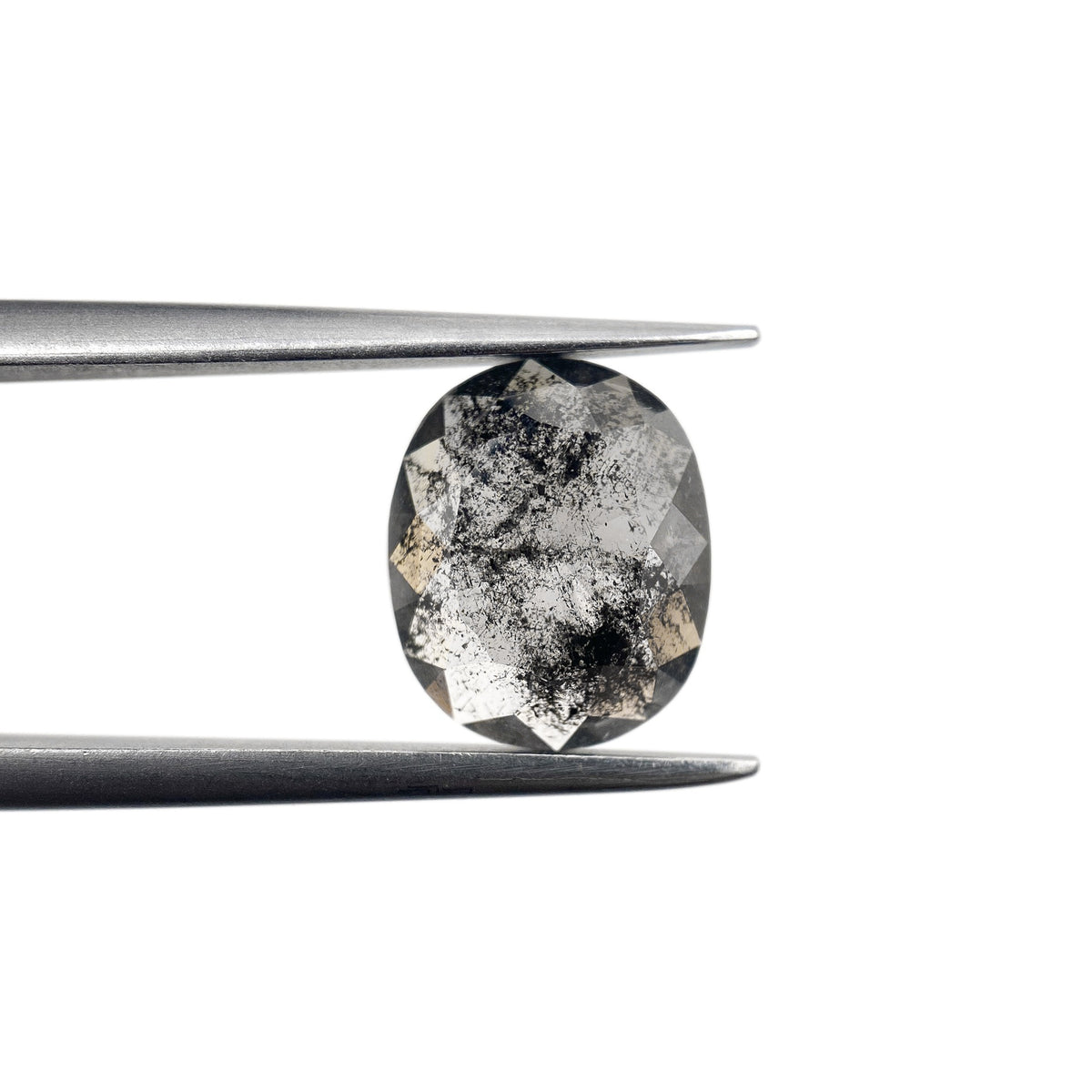 1.95ct | Salt &amp; Pepper Oval Shape Rose Cut Diamond - Modern Rustic Diamond