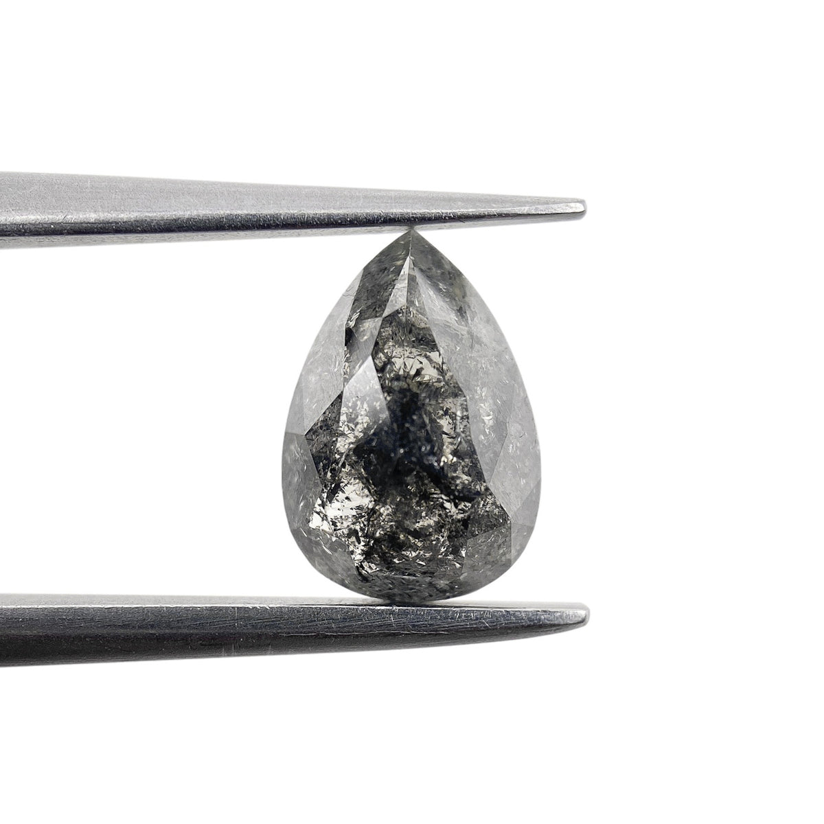 1.04ct | Salt &amp; Pepper Pear Shape Rose Cut Diamond - Modern Rustic Diamond