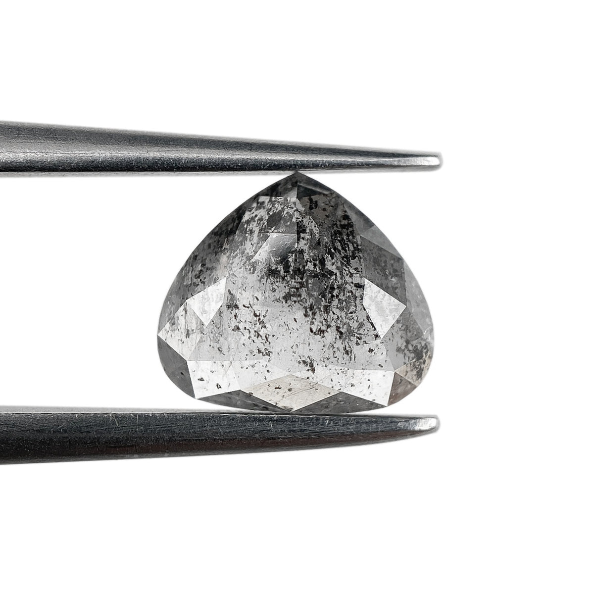 1.04ct | Salt &amp; Pepper Pear Shape Rose Cut Diamond - Modern Rustic Diamond