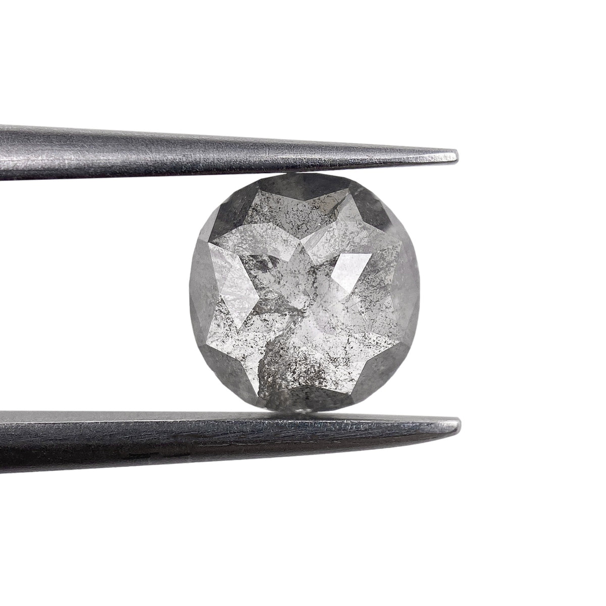 0.75ct | Salt &amp; Pepper Cushion Shape Rose Cut Diamond - Modern Rustic Diamond