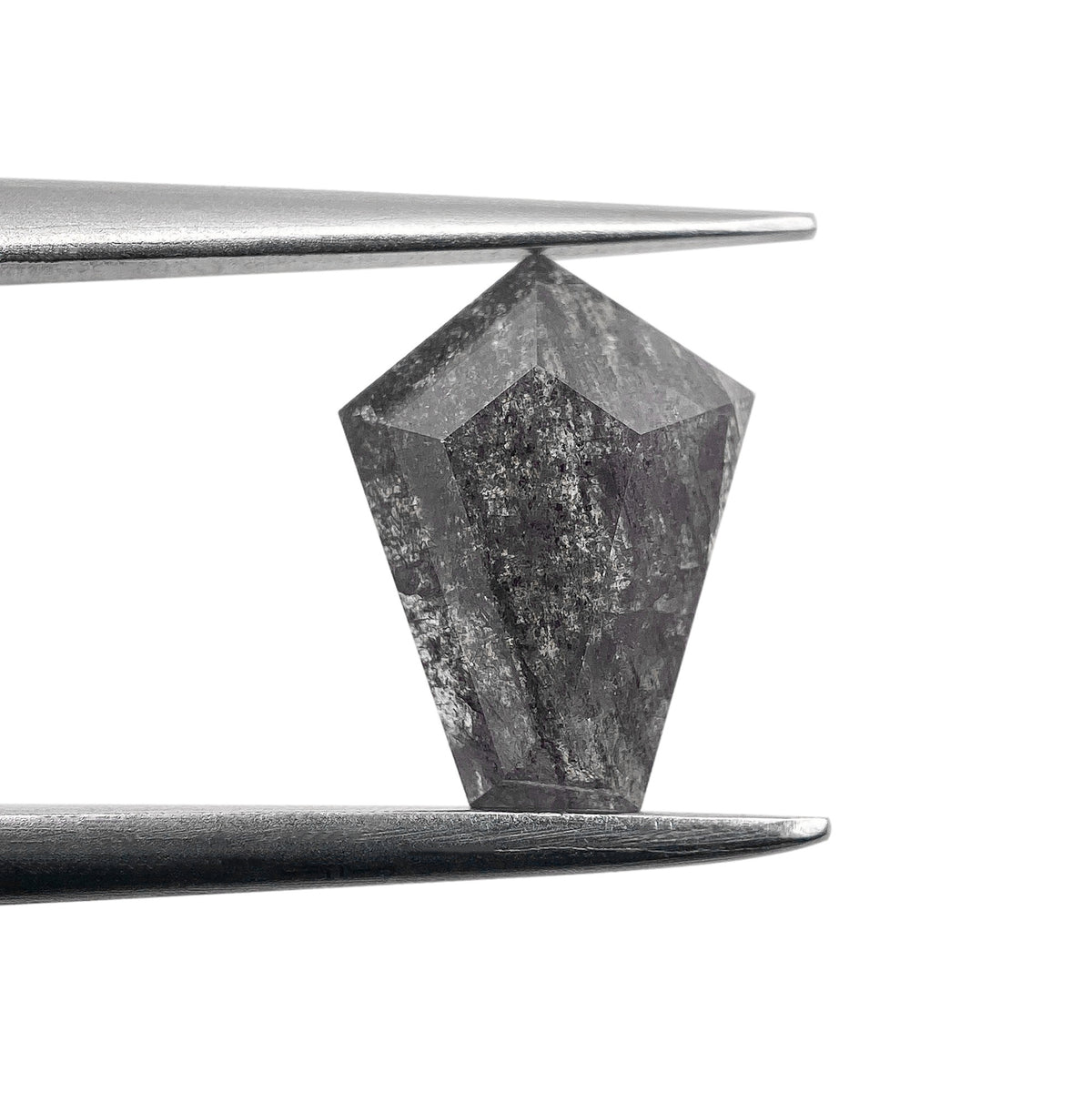 1.12ct | Salt &amp; Pepper Shield Shape Rose Cut Diamond - Modern Rustic Diamond