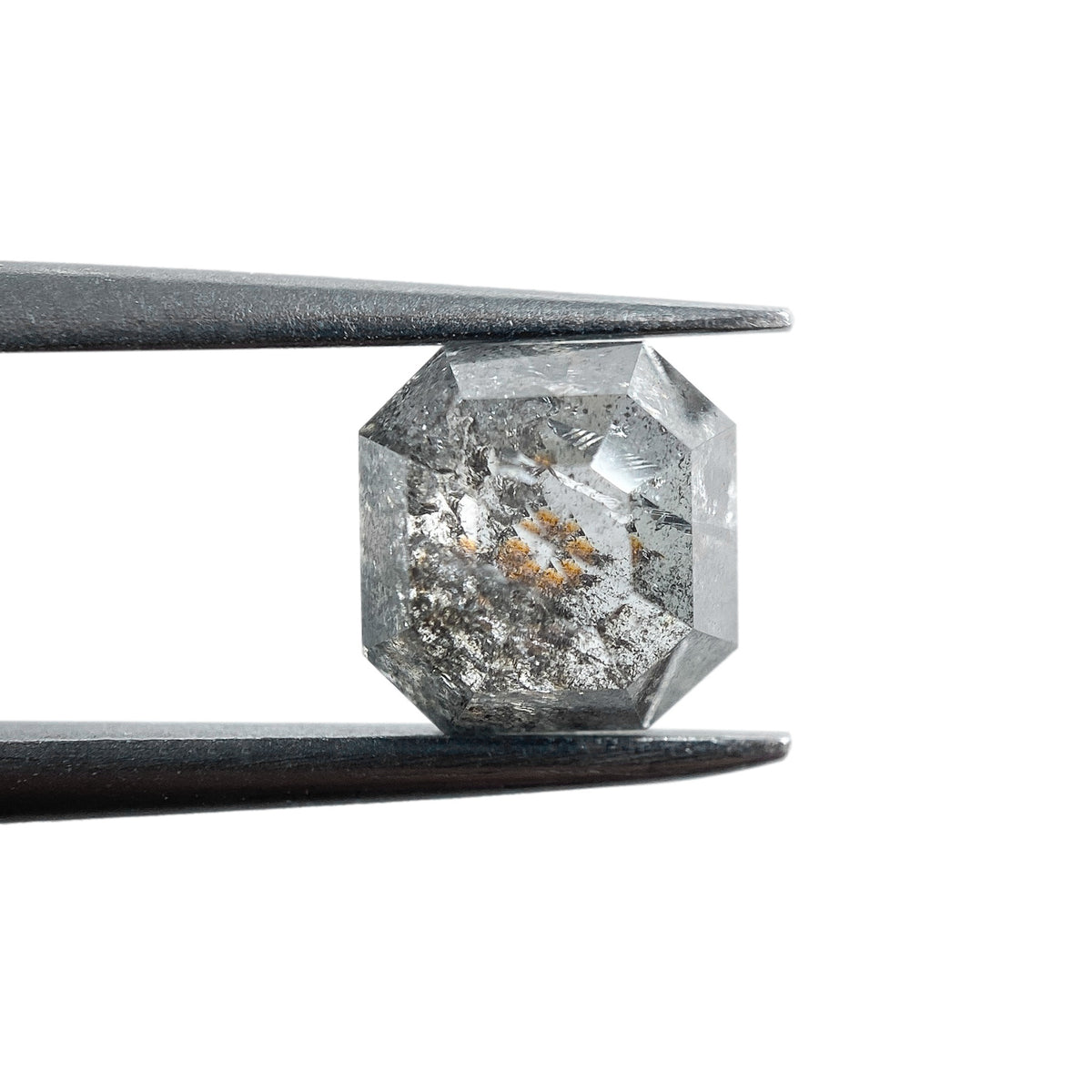 1.61ct | Salt &amp; Pepper Asscher Shape Step Cut Diamond - Modern Rustic Diamond