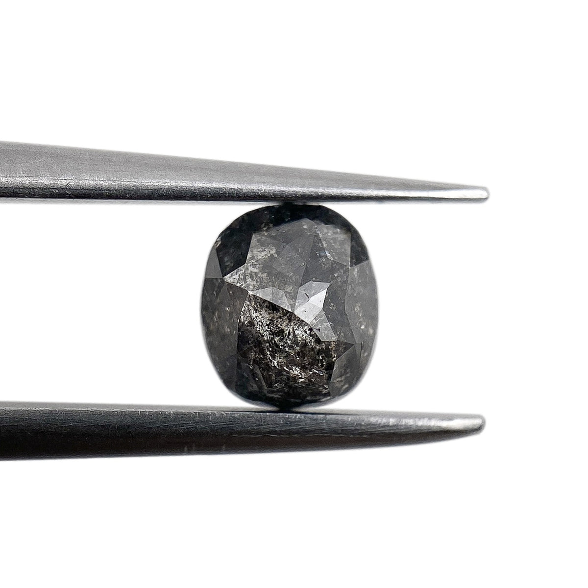0.80ct | Salt &amp; Pepper Cushion Shape Rose Cut Diamond - Modern Rustic Diamond