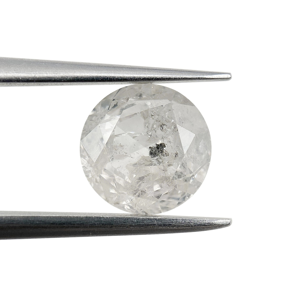 1.63ct | Salt &amp; Pepper Round Shape Brilliant Cut Diamond - Modern Rustic Diamond