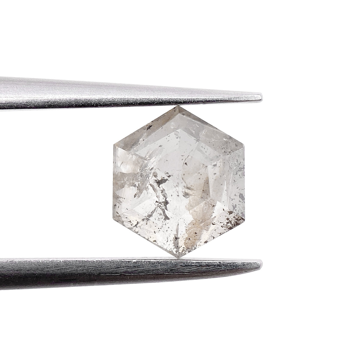 0.78ct | Salt &amp; Pepper Hexagon Shape Step Cut Diamond - Modern Rustic Diamond