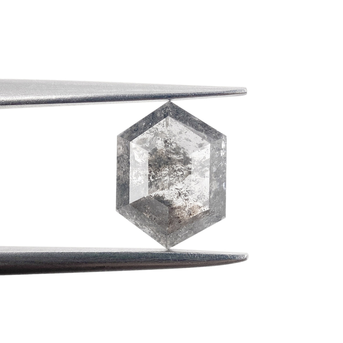 1.05ct | Salt &amp; Pepper Hexagon Shape Rose Cut Diamond - Modern Rustic Diamond