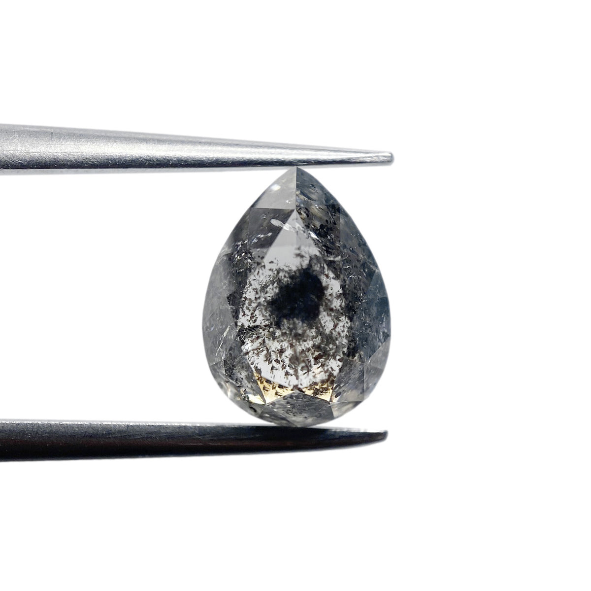 1.76ct | Salt &amp; Pepper Pear Shape Rose Cut Diamond - Modern Rustic Diamond
